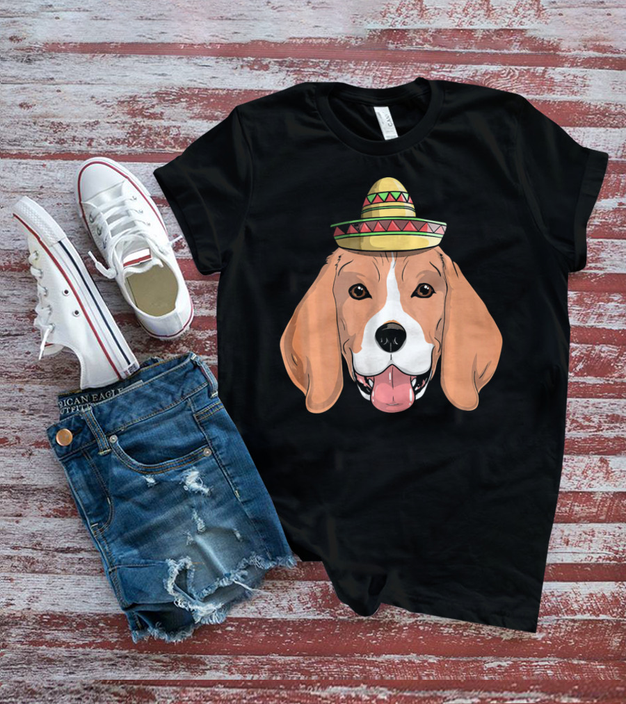 Beagle Dog Sombrero Fiesta Cinco De Mayo T-Shirt