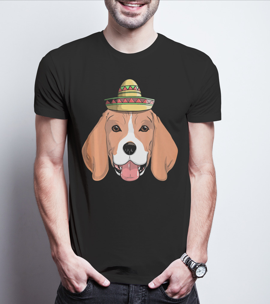Beagle Dog Sombrero Fiesta Cinco De Mayo T-Shirt
