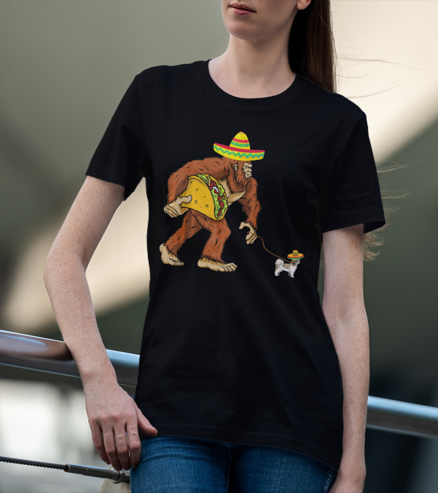 Cinco De Mayo Bigfoot Taco Shih Tzu Sombrero T-Shirt