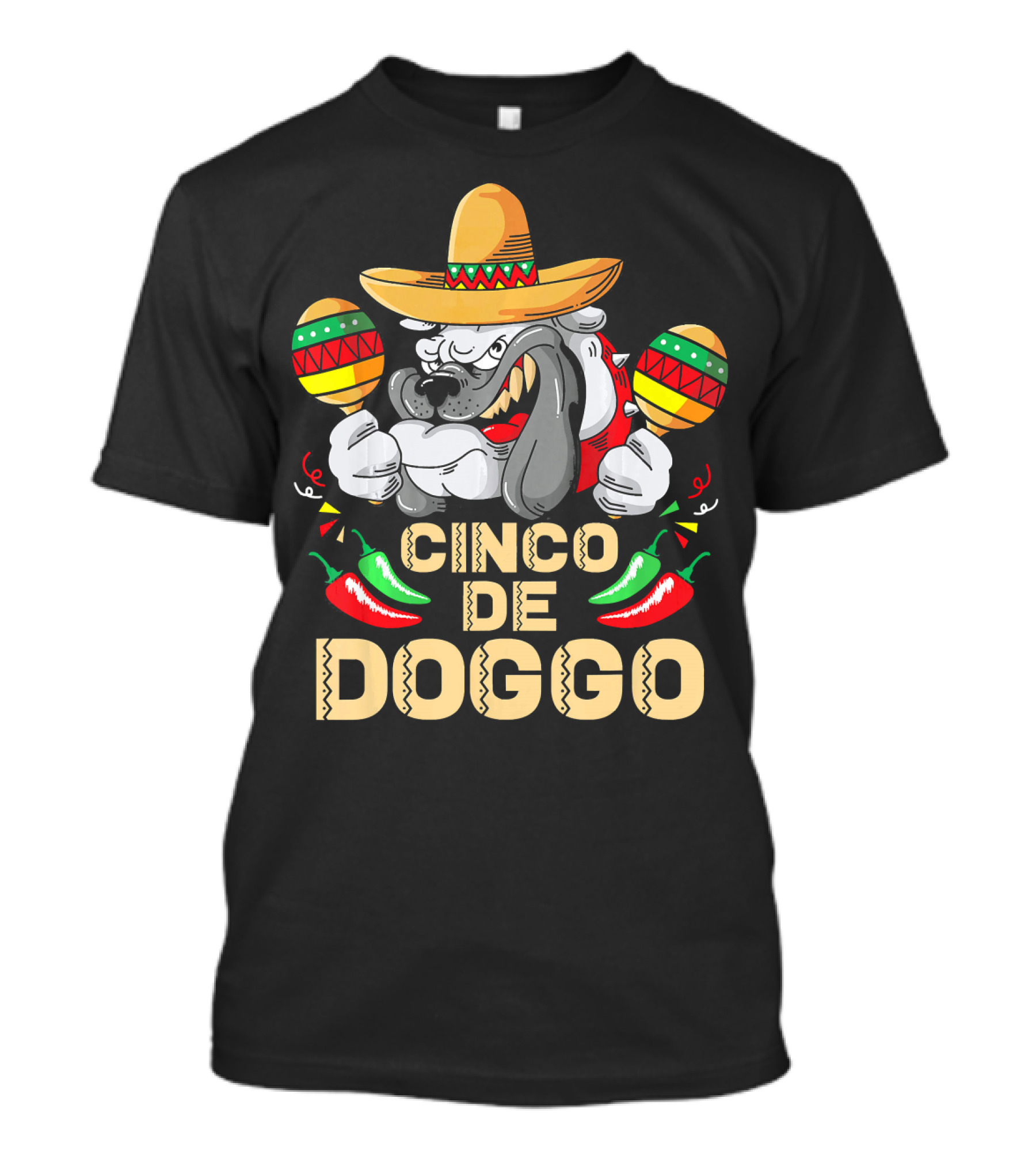 Cinco De Doggo Dog Lover Maracas Sombrero Peppers Cinco De Mayo T-Shirt