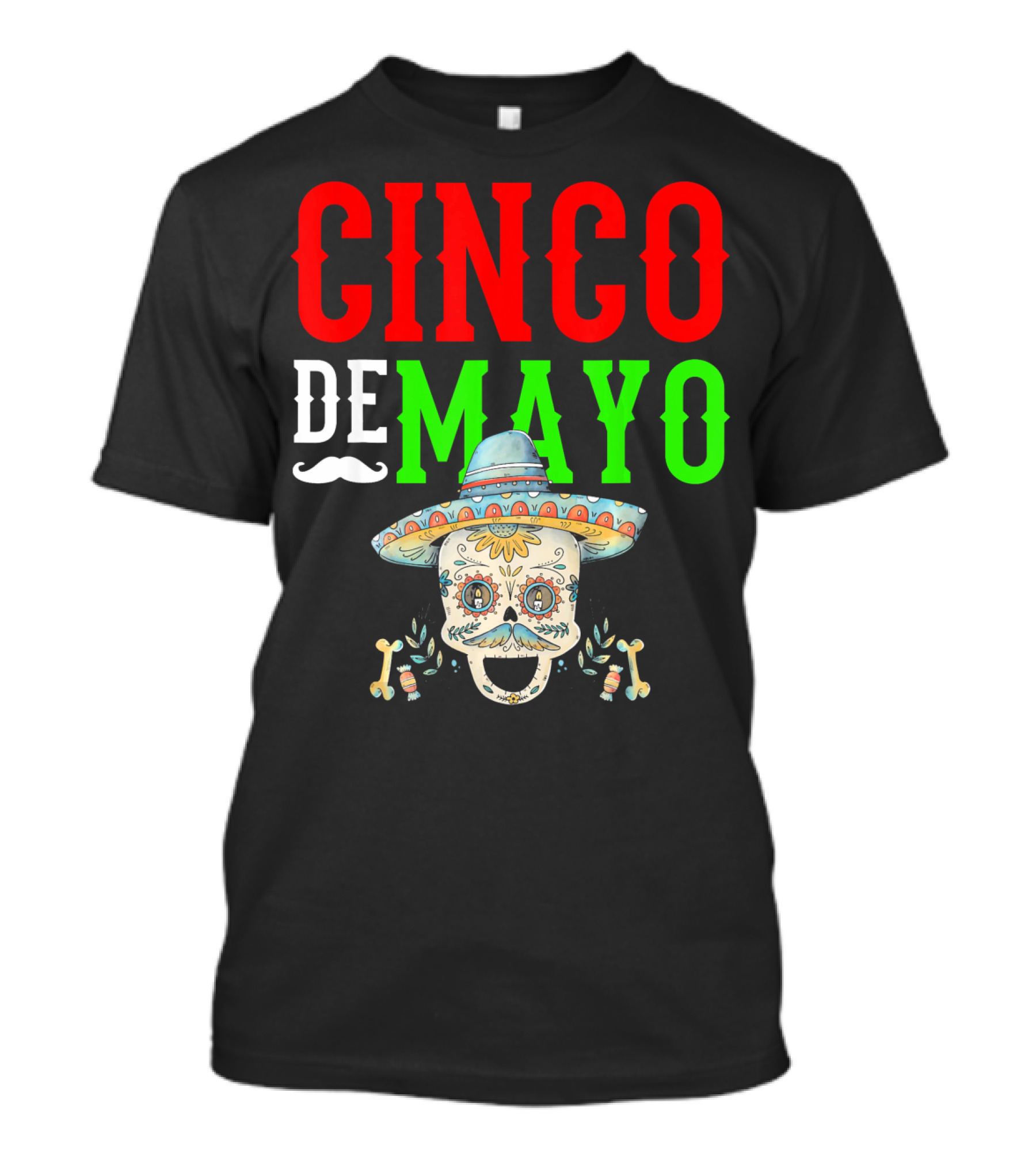 Cinco De Mayo Sugar Skull Sombrero T-Shirt