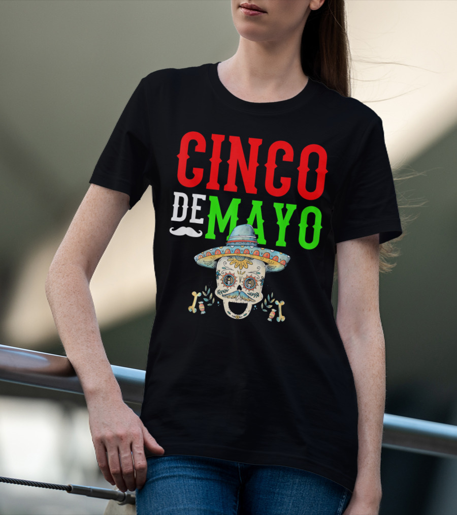 Cinco De Mayo Sugar Skull Sombrero T-Shirt