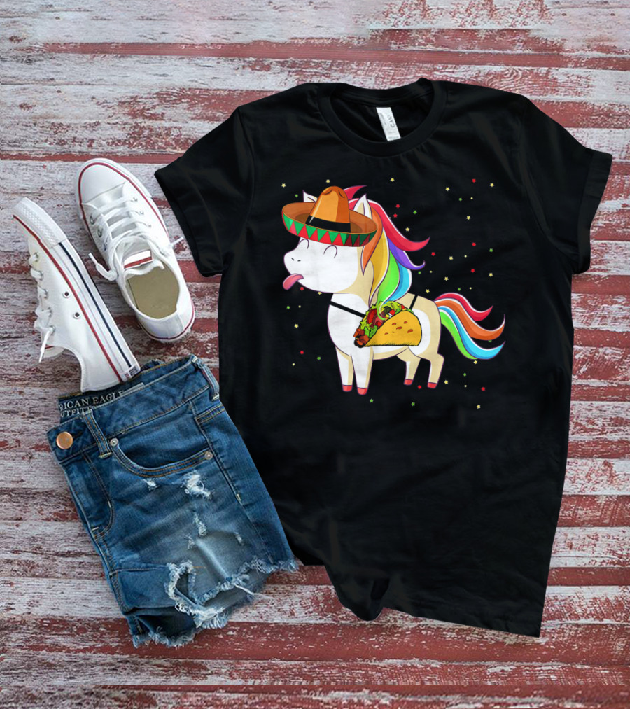 Sombrero Taco Unicorn Cinco De Mayo T-Shirt