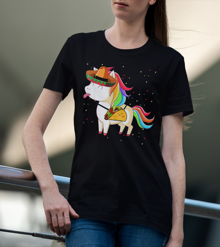 Sombrero Taco Unicorn Cinco De Mayo T-Shirt
