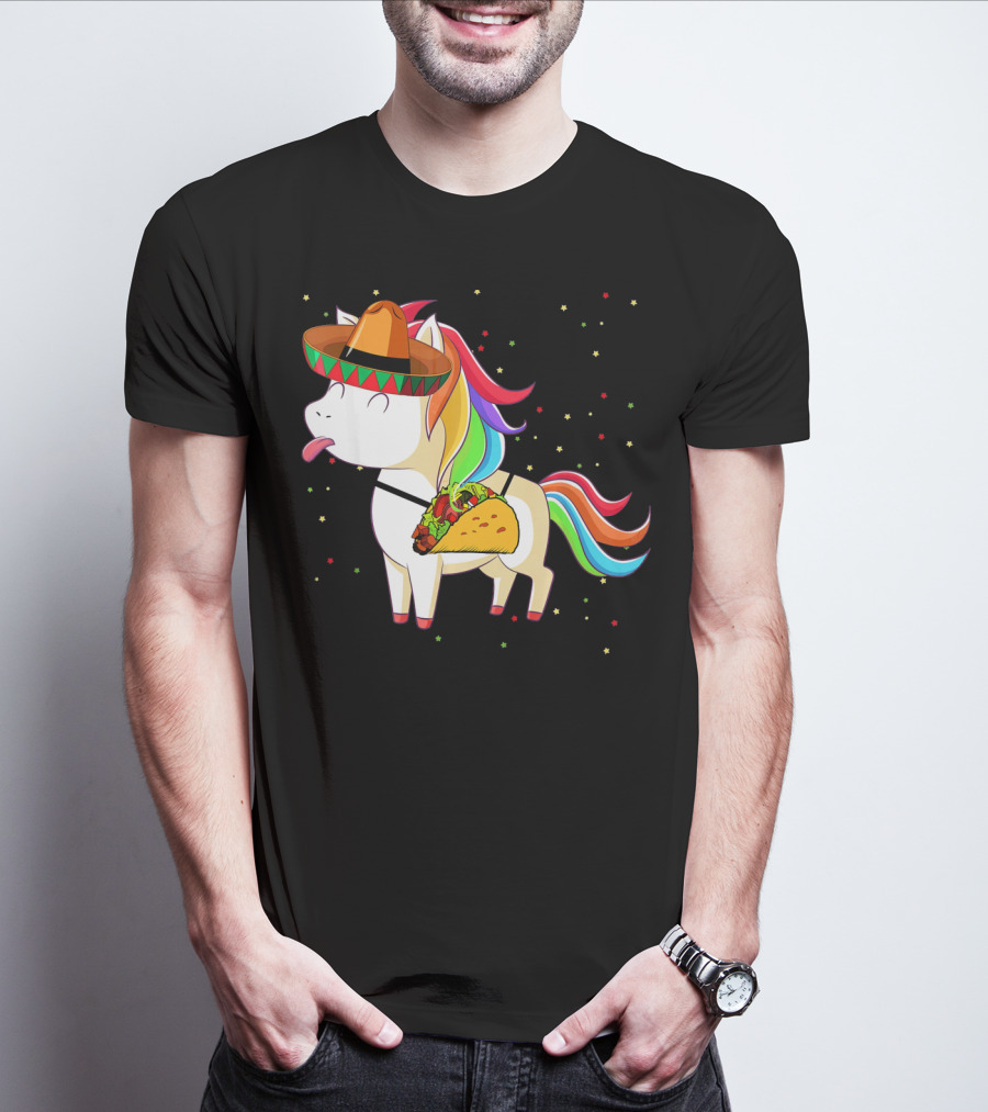 Sombrero Taco Unicorn Cinco De Mayo T-Shirt