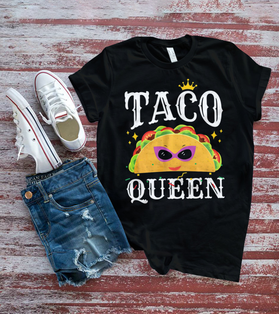Taco Queen Cinco De Mayo Crown And Sunglasses T-Shirt