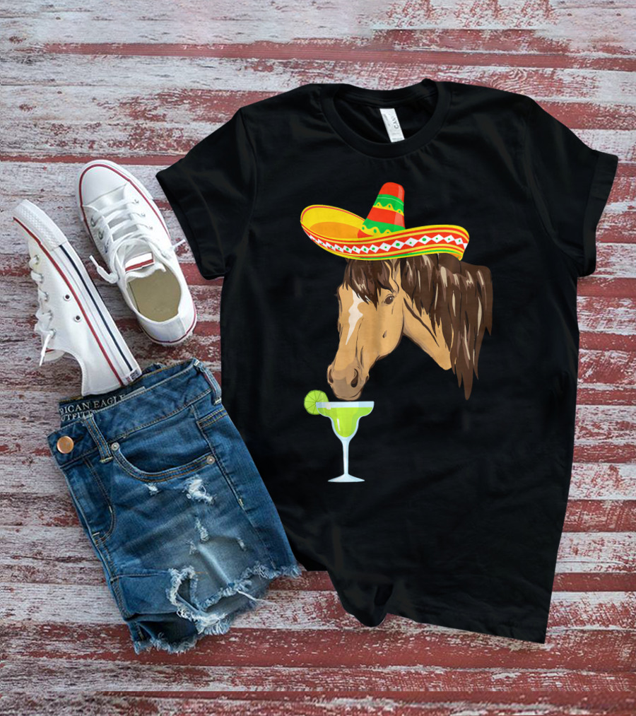Cute Horse Sombrero Margarita Cinco De Mayo T-Shirt