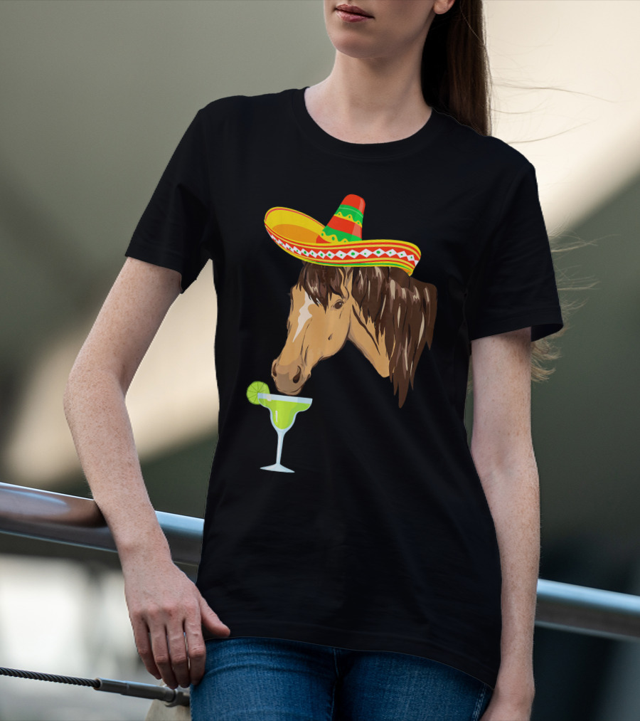 Cute Horse Sombrero Margarita Cinco De Mayo T-Shirt