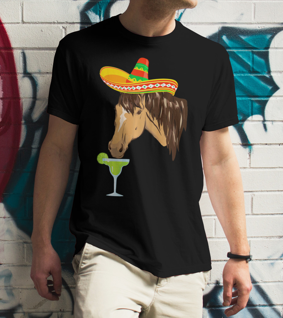 Cute Horse Sombrero Margarita Cinco De Mayo T-Shirt