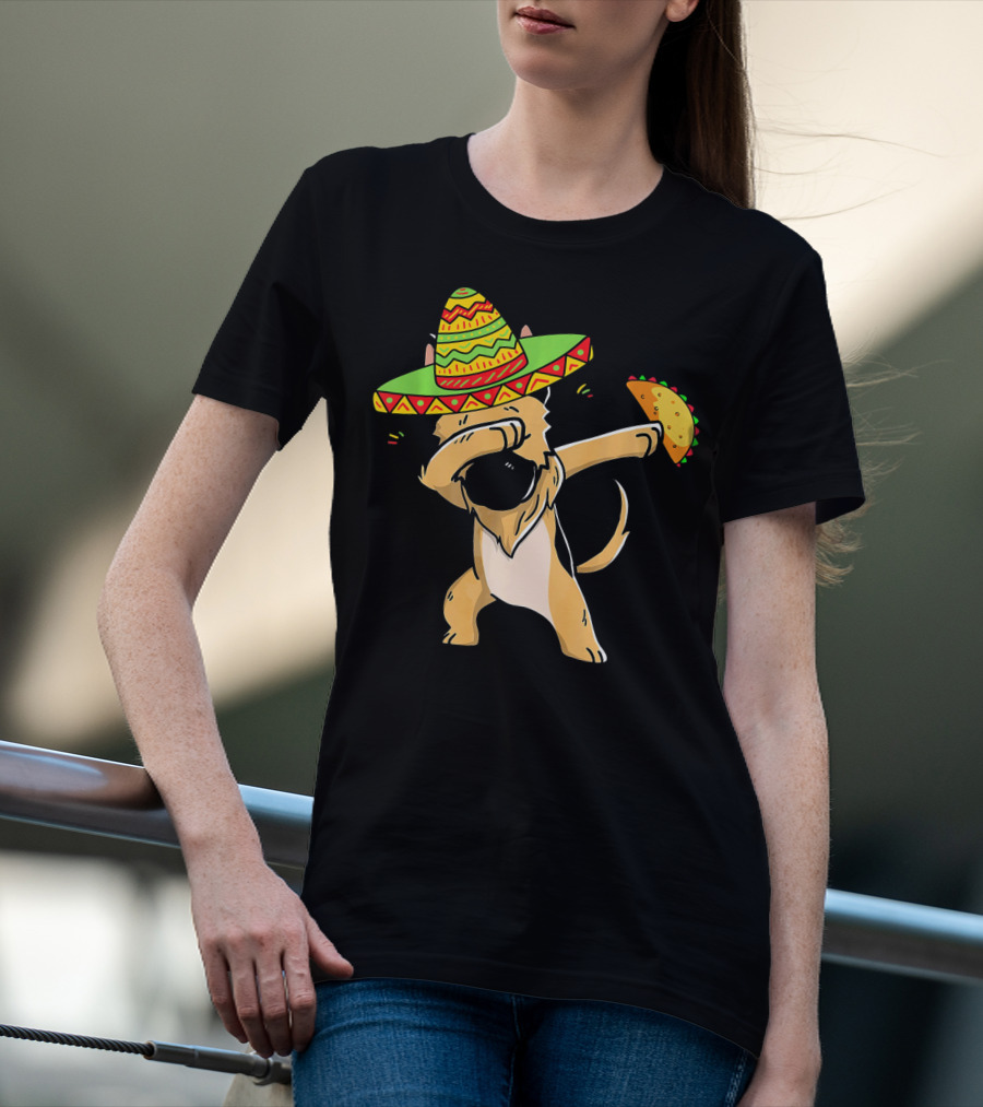 German Shepherd Dabbing With Taco And Sombrero Cinco De Mayo Fun T-Shirt
