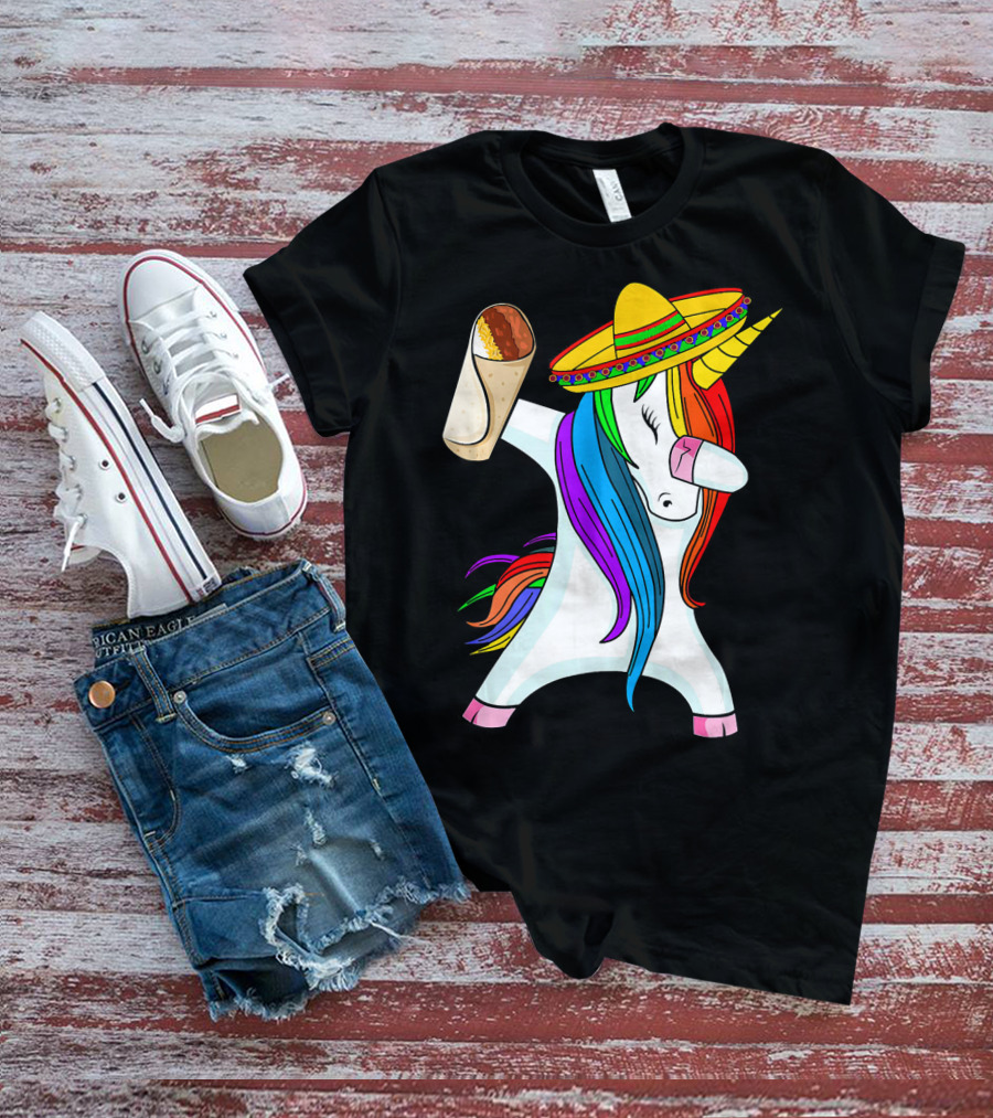Cinco De Mayo Dabbing Unicorn Sombrero Burrito T-Shirt