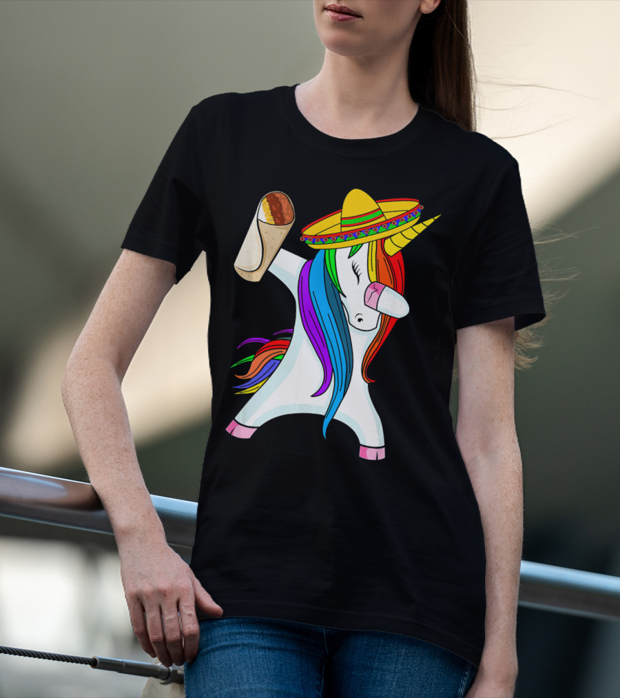 Cinco De Mayo Dabbing Unicorn Sombrero Burrito T-Shirt