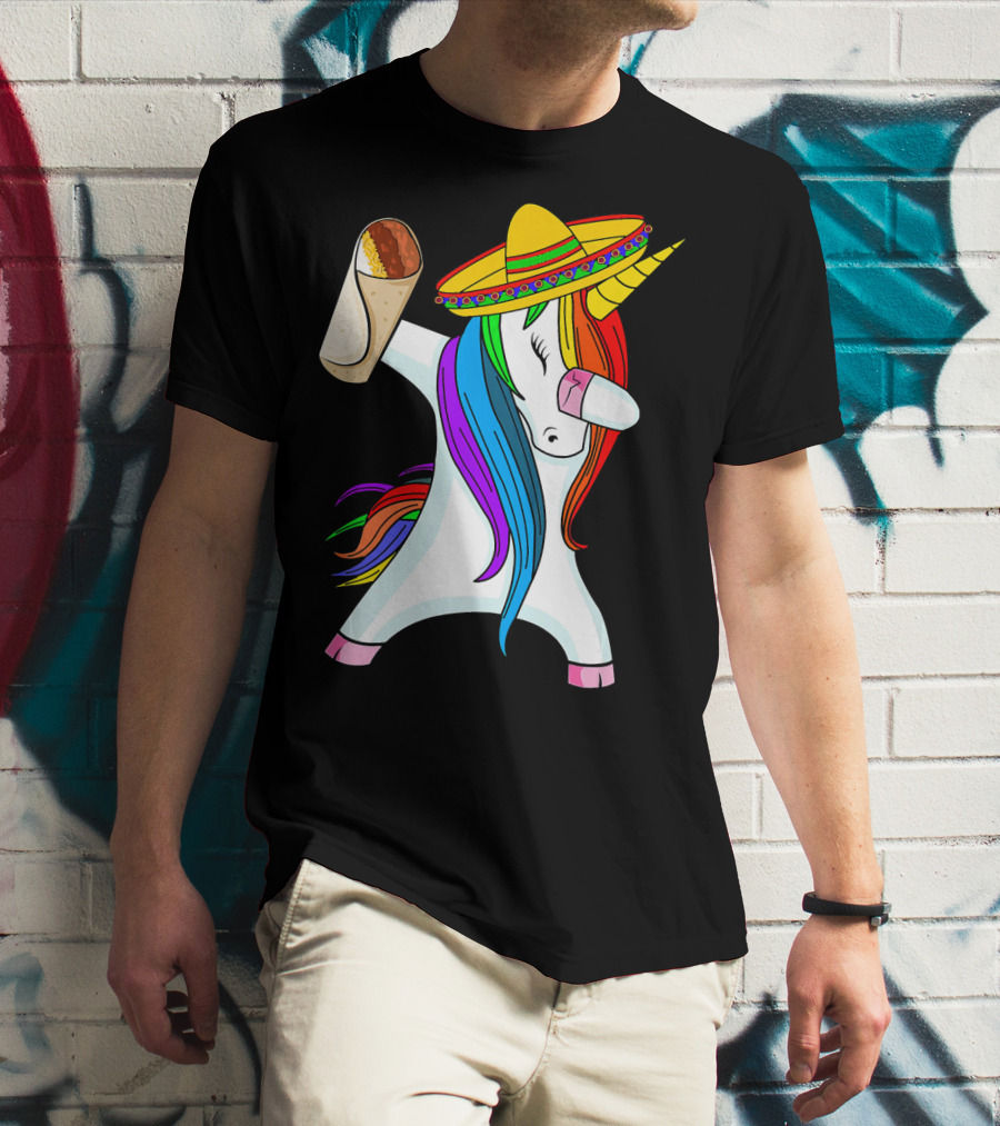 Cinco De Mayo Dabbing Unicorn Sombrero Burrito T-Shirt