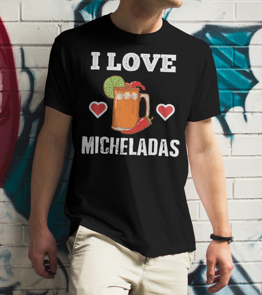Cinco De Mayo I Love Micheladas Hearts Lime Pepper T-Shirt