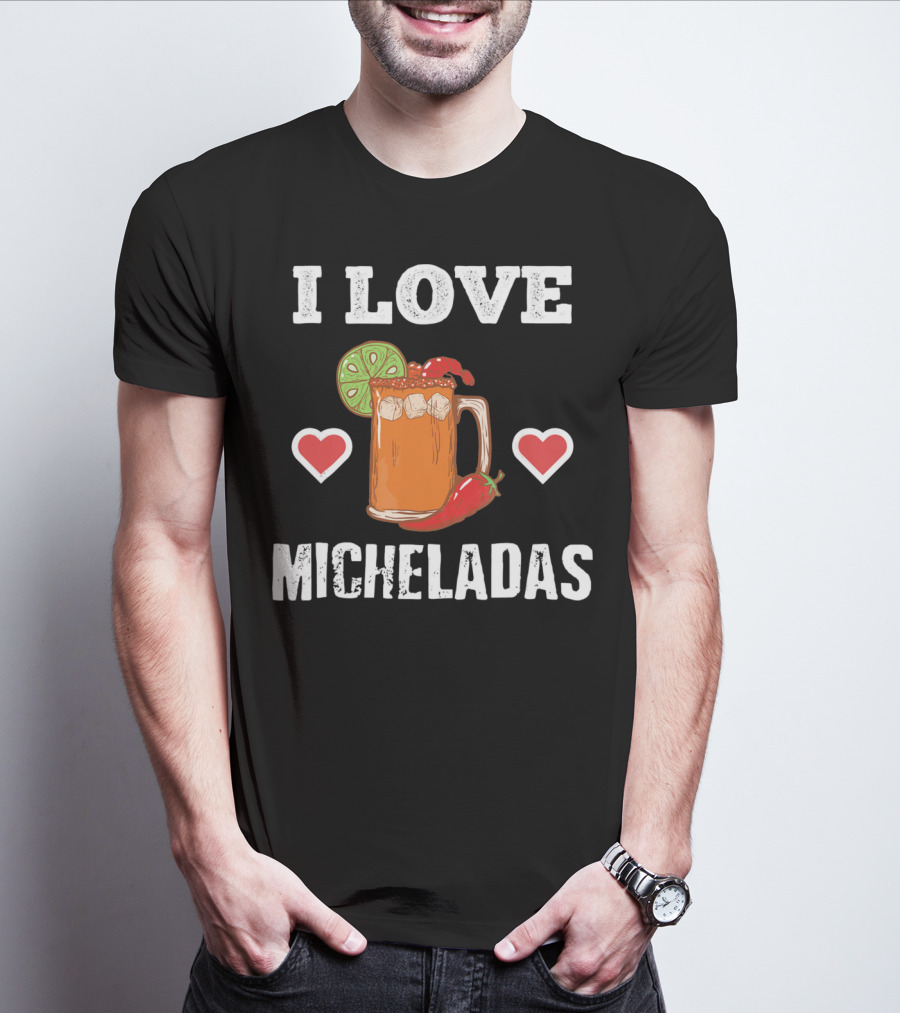 Cinco De Mayo I Love Micheladas Hearts Lime Pepper T-Shirt