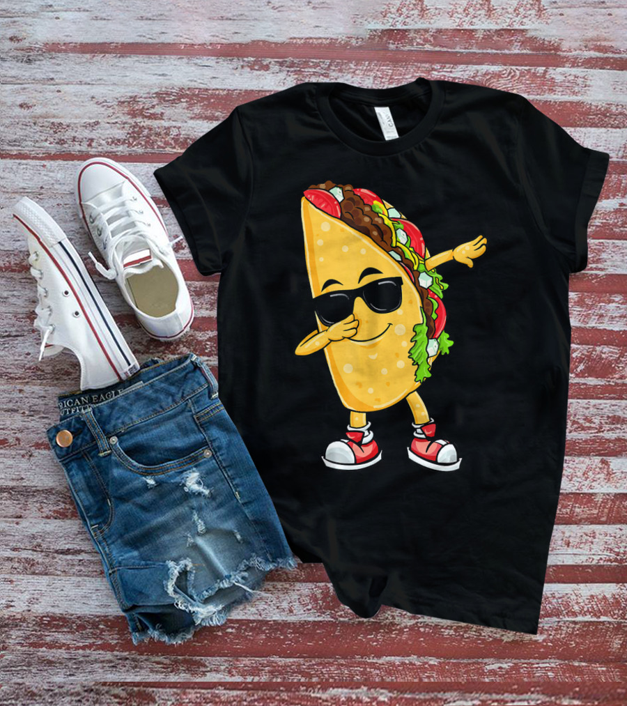 Dabbing Taco Cinco De Mayo Celebration Fun With Sunglasses T-Shirt