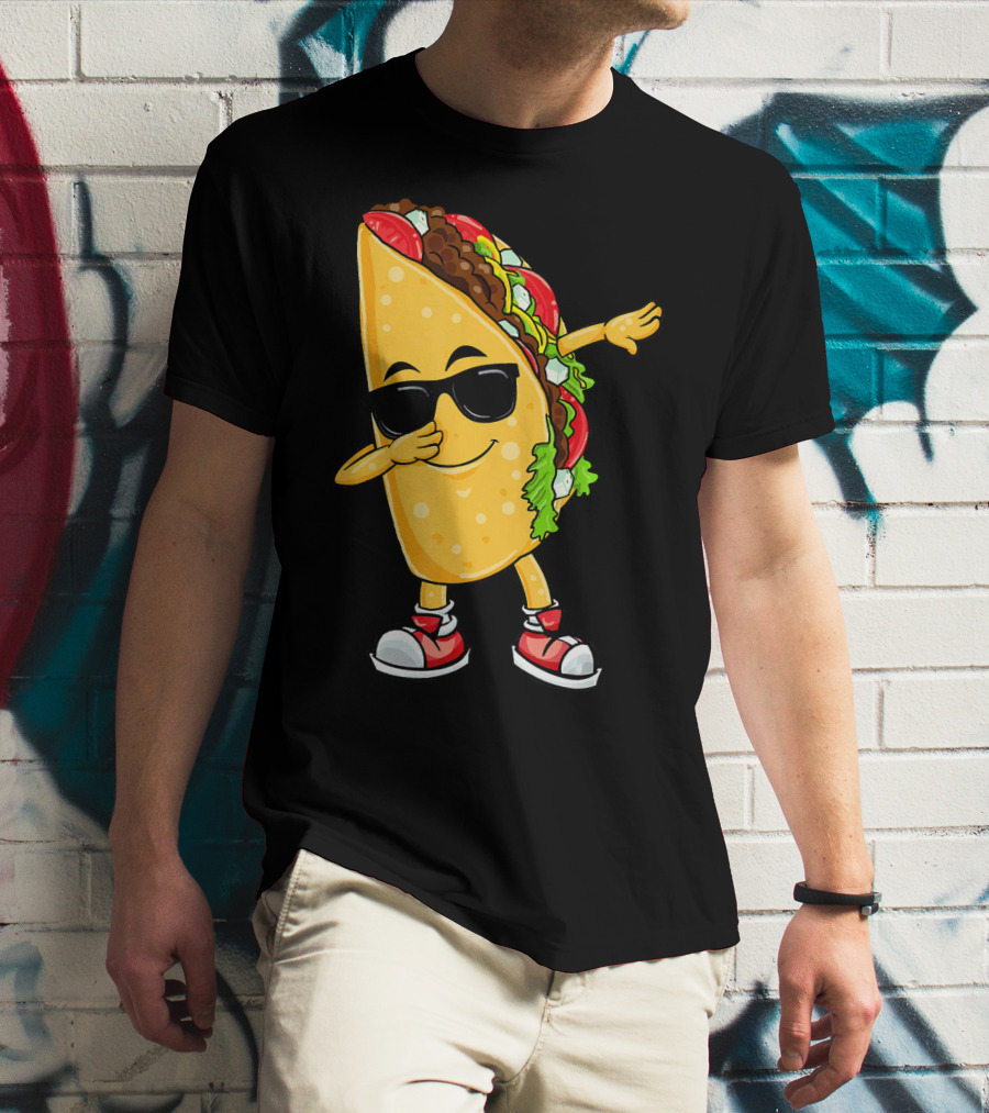 Dabbing Taco Cinco De Mayo Celebration Fun With Sunglasses T-Shirt