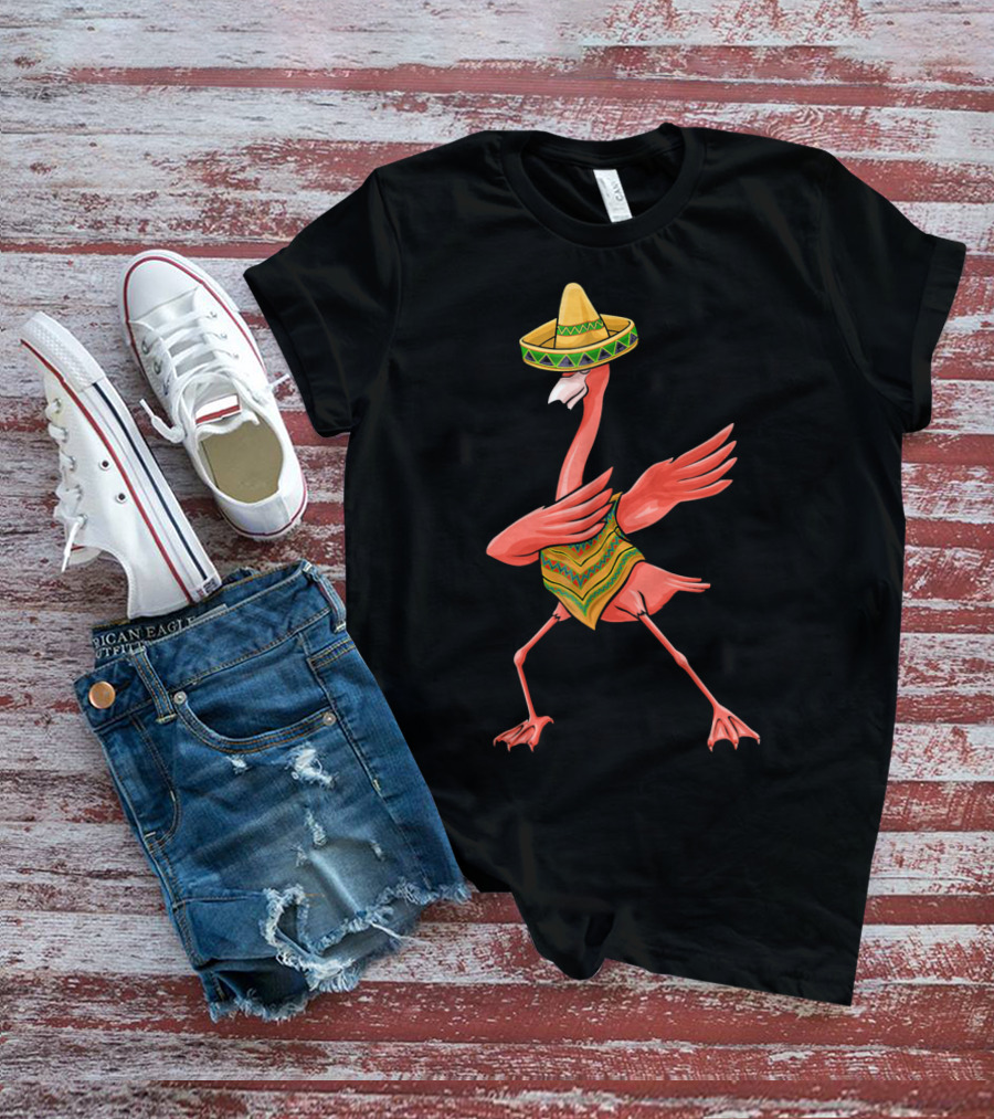 Cinco De Mayo Flamingo Dabbing Dab Sombrero T-Shirt