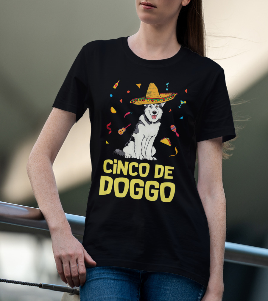Cinco De Doggo Funny Taco Sombrero Husky T-Shirt