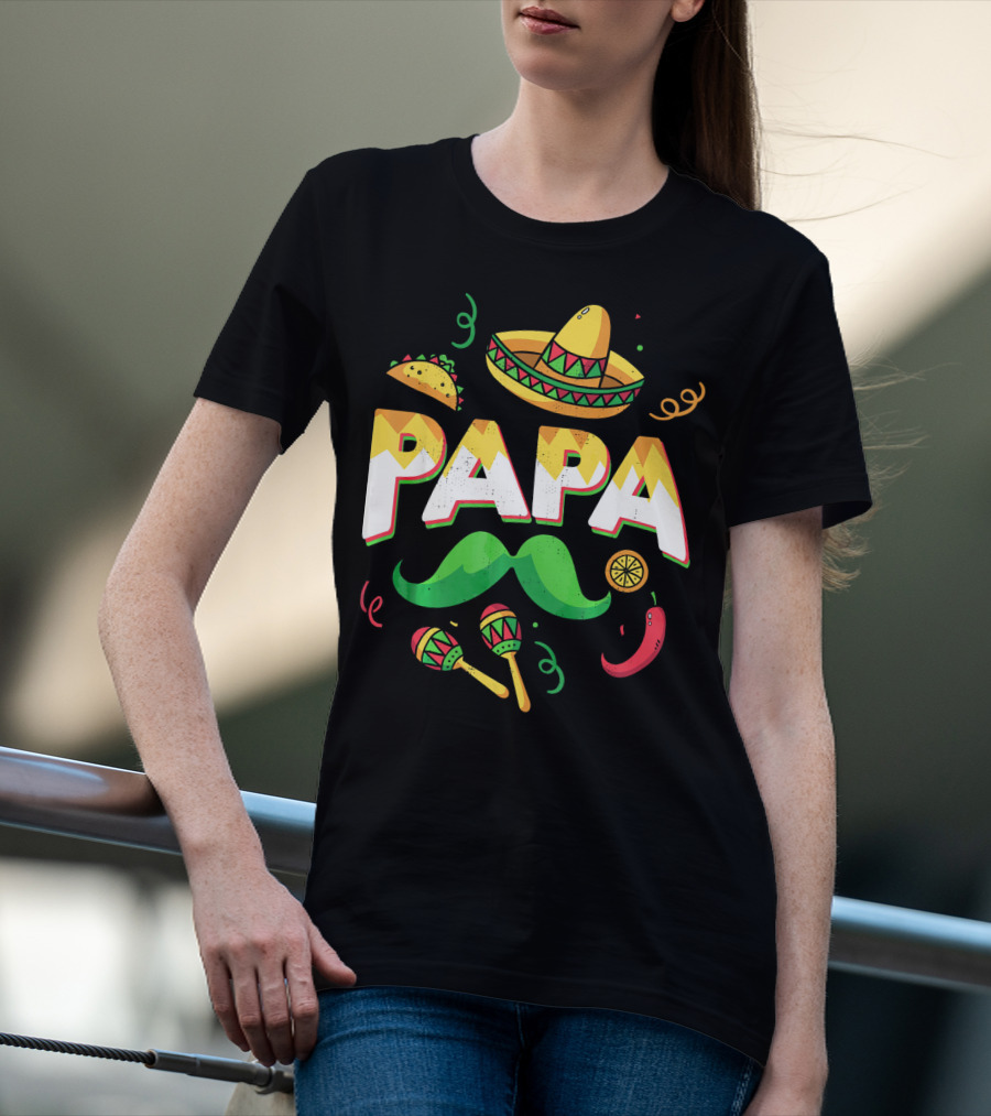 Cinco De Mayo Papa Sombrero Maracas Taco Lime Mustache Chili T-Shirt