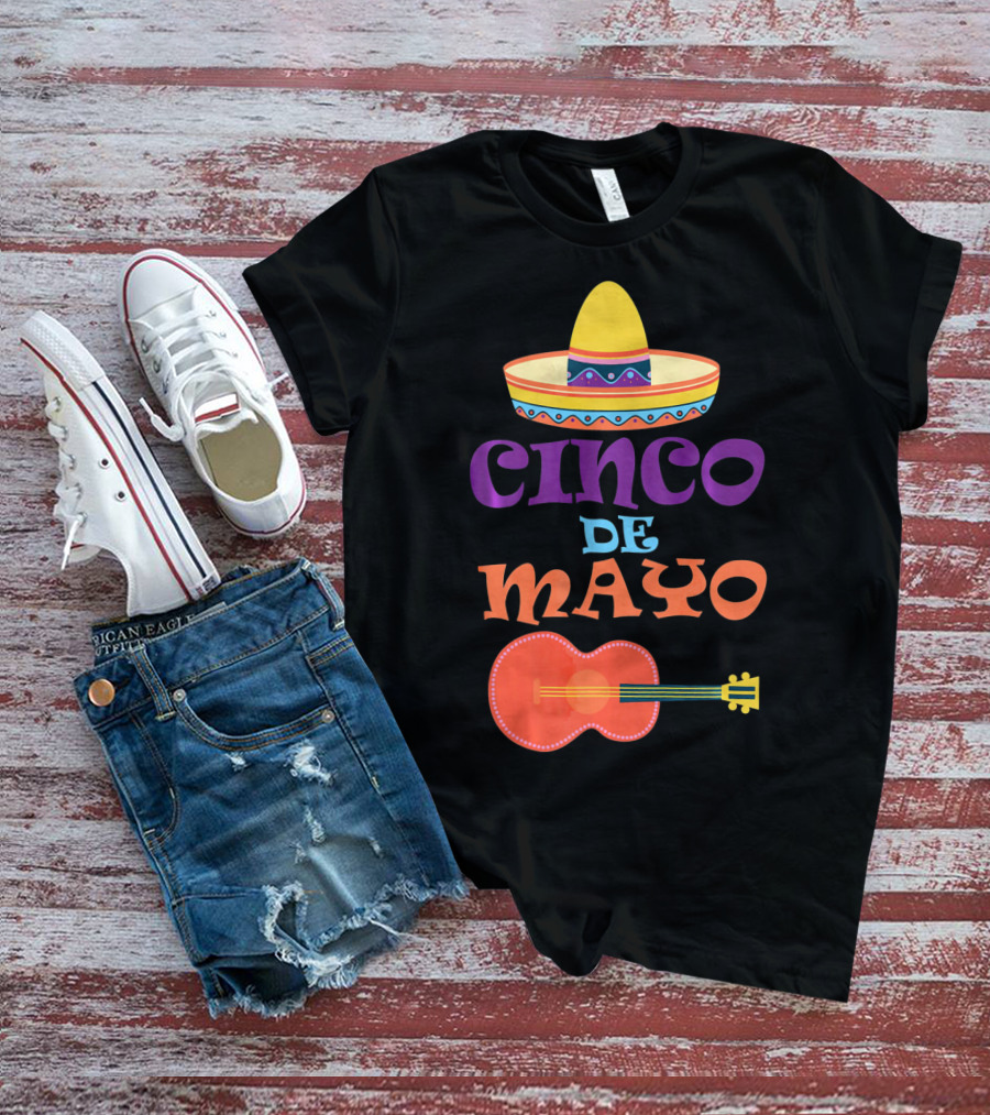 Cinco De Mayo Fiesta Sombrero And Guitar T-Shirt