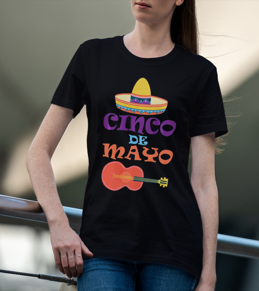 Cinco De Mayo Fiesta Sombrero And Guitar T-Shirt