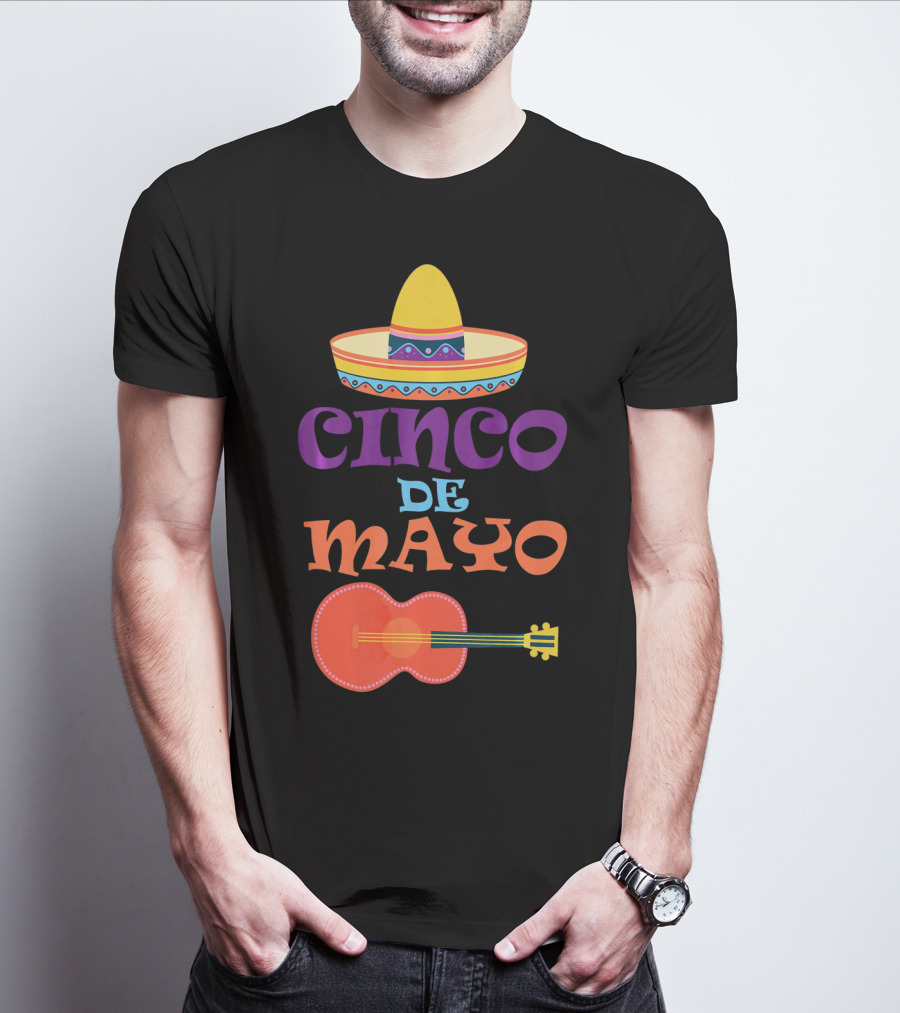 Cinco De Mayo Fiesta Sombrero And Guitar T-Shirt