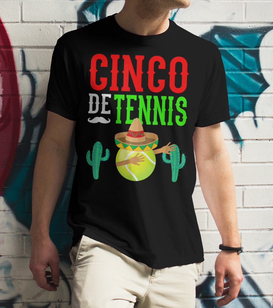 Cinco De Tennis Dabbing Sombrero Cactus T-Shirt