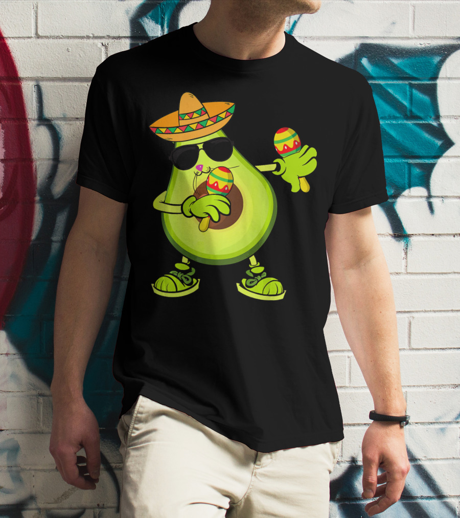 Dancing Avocado With Sombrero And Maracas T-Shirt