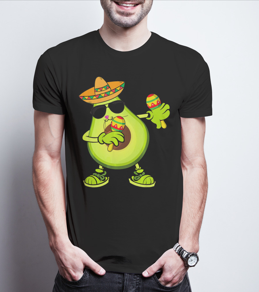 Dancing Avocado With Sombrero And Maracas T-Shirt