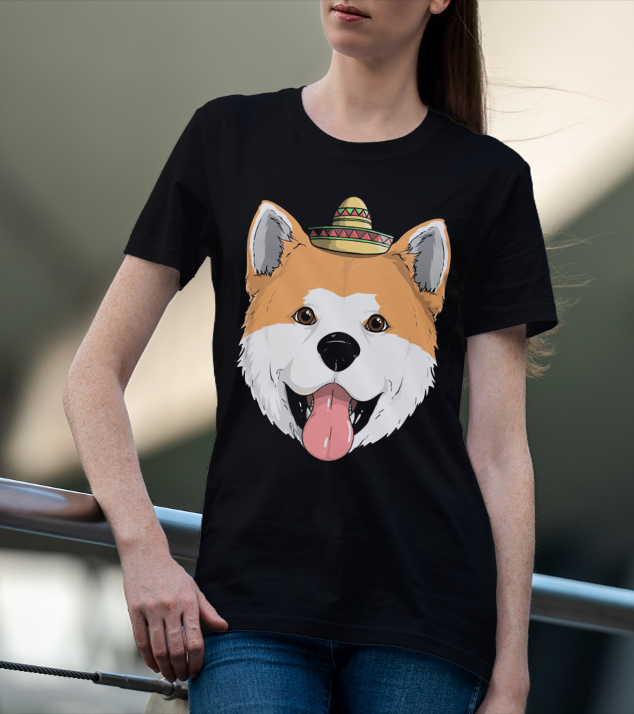 Akita Dog Sombrero Cinco De Mayo Fiesta T-Shirt