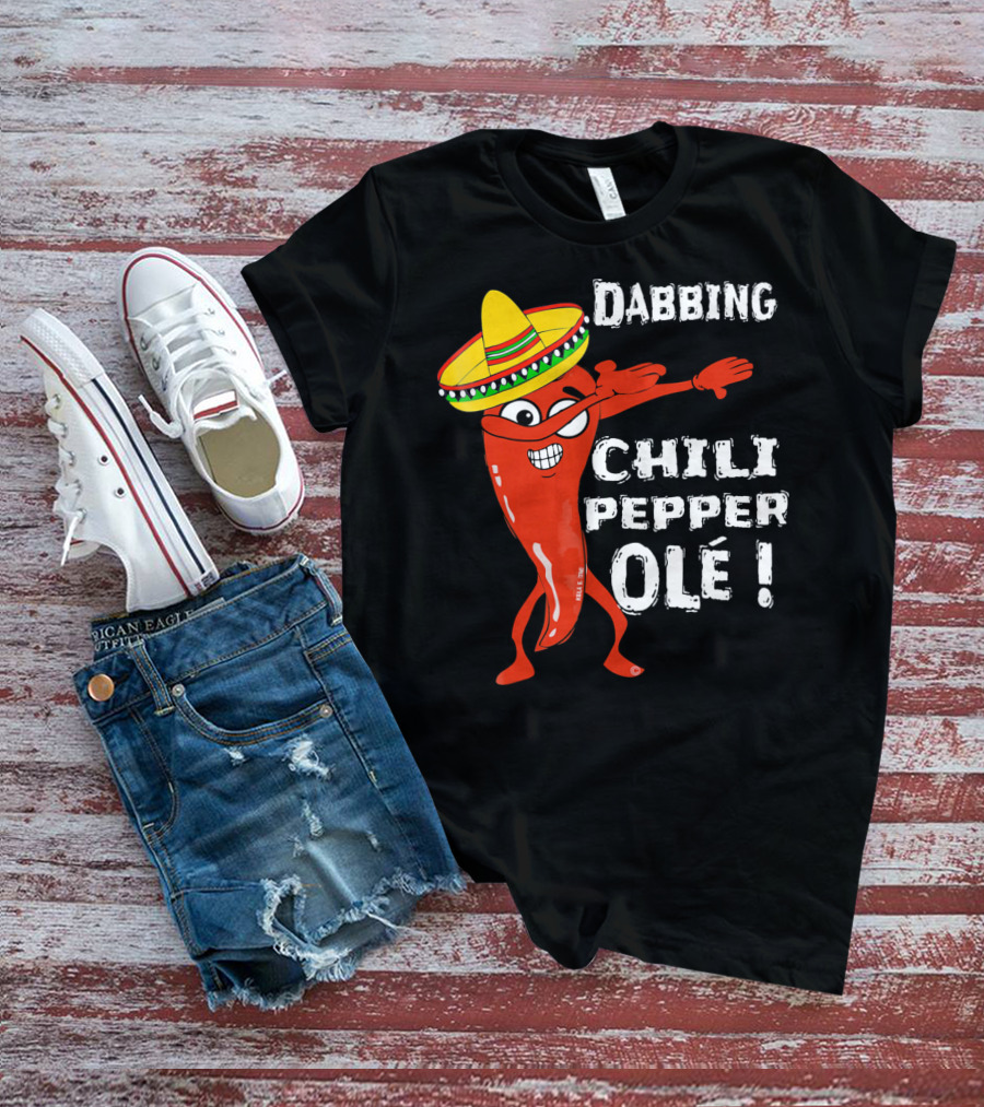 Dabbing Chili Pepper Olé Cinco With Sombrero T-Shirt
