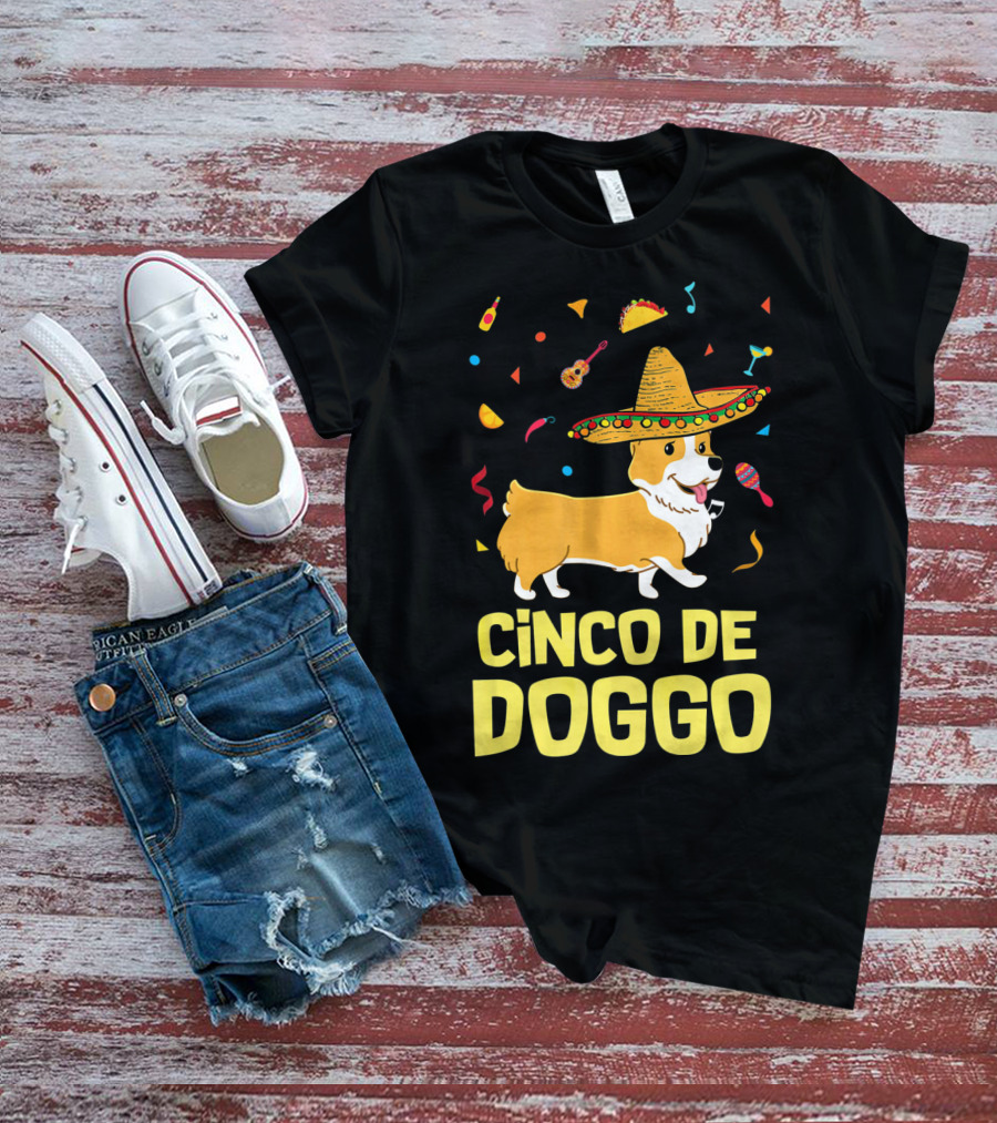 Cinco De Doggo Funny Taco Sombrero Corgi T-Shirt