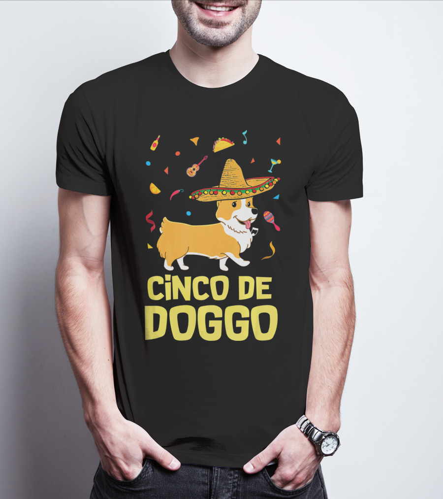 Cinco De Doggo Funny Taco Sombrero Corgi T-Shirt