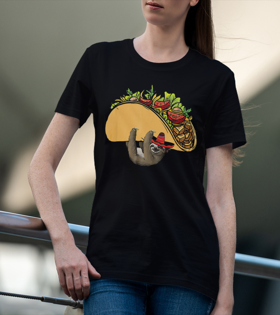 Cinco De Mayo Sloth Sombrero Taco Fiesta T-Shirt