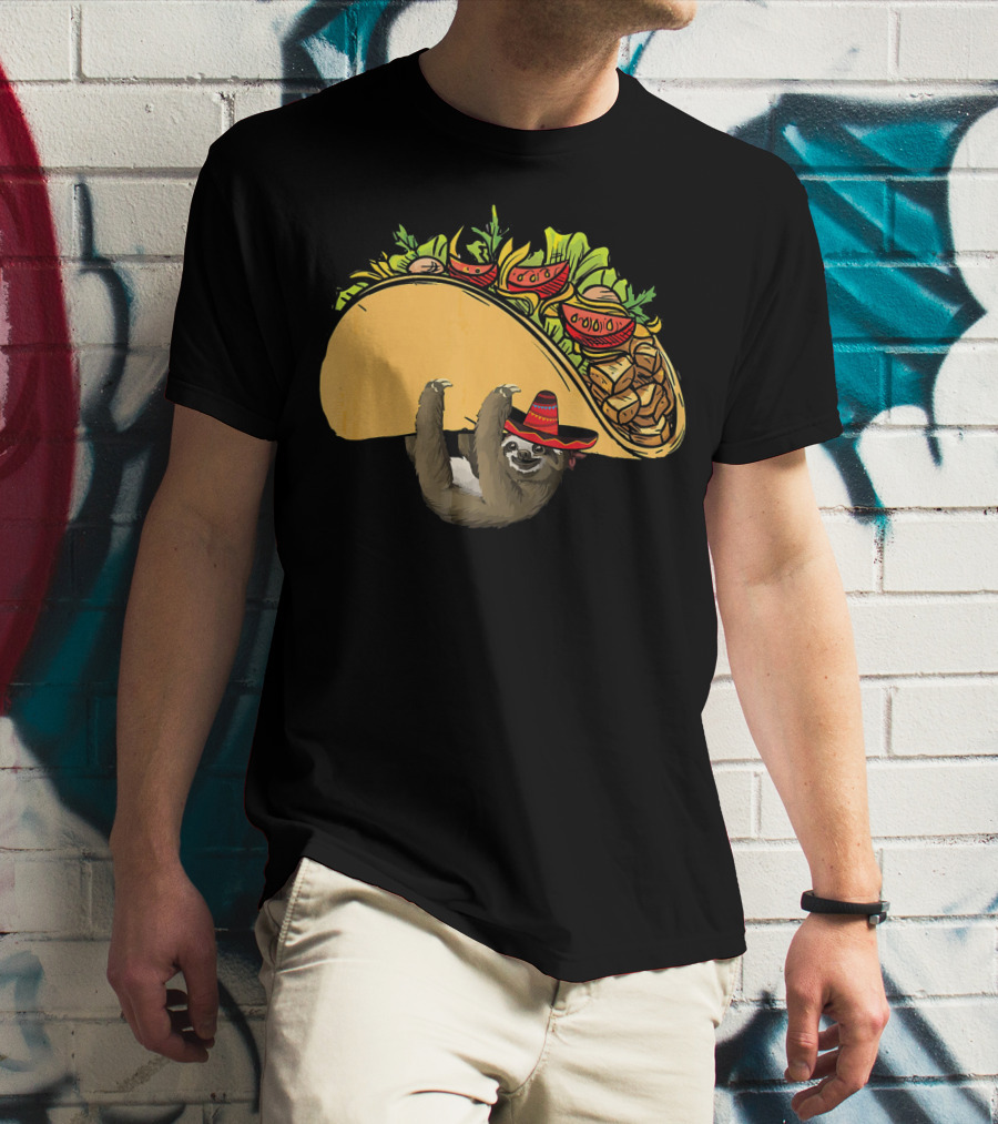 Cinco De Mayo Sloth Sombrero Taco Fiesta T-Shirt