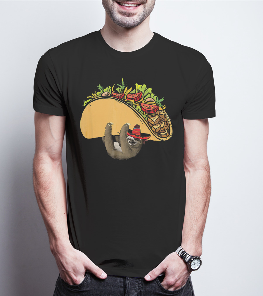 Cinco De Mayo Sloth Sombrero Taco Fiesta T-Shirt