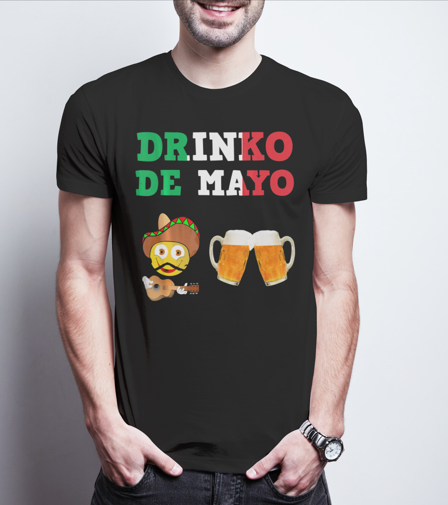 Drinko De Mayo Sombrero Guitar Emoji Beer Mugs T-Shirt
