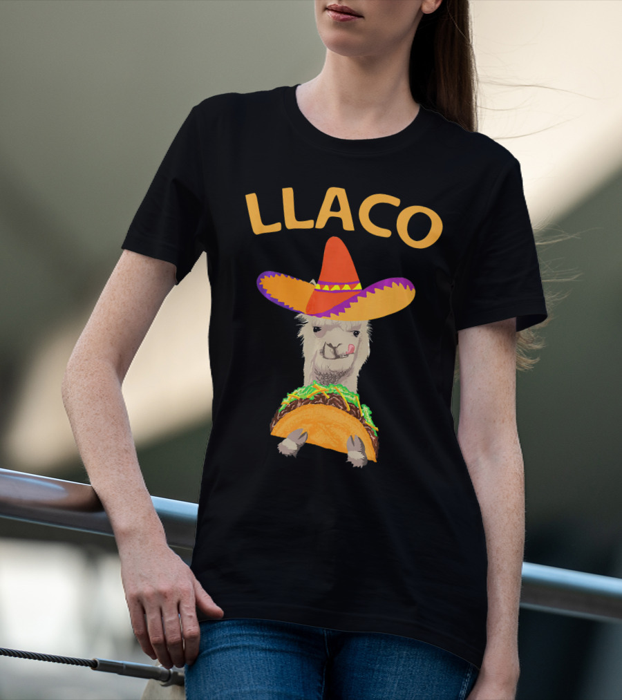 LLACO Llama Taco Sombrero Funny Cinco De Mayo T-Shirt