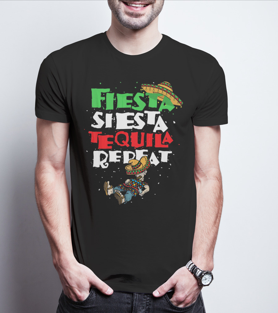 Fiesta Siesta Tequila Repeat Sombrero T-Shirt