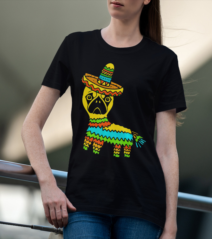 Cinco De Mayo Pug Pinata Wearing Sombrero T-Shirt