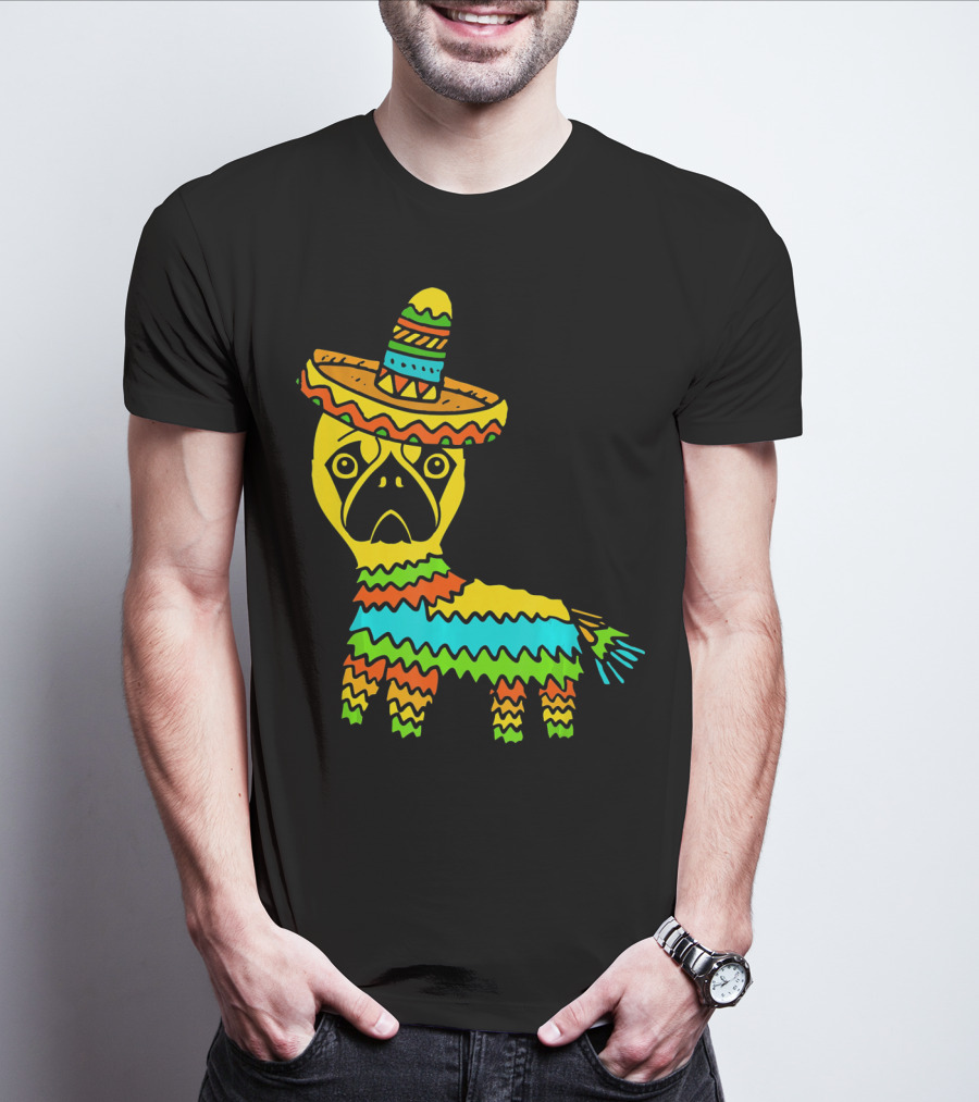 Cinco De Mayo Pug Pinata Wearing Sombrero T-Shirt