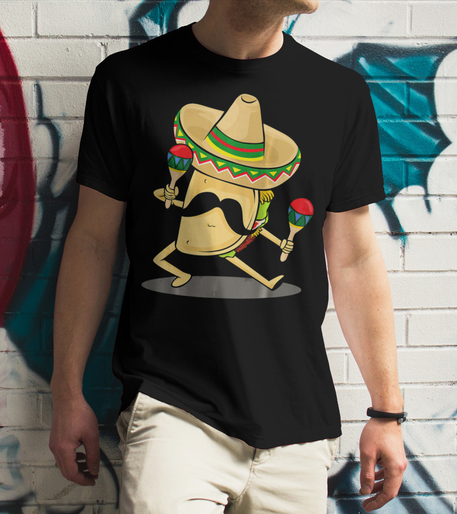 Cinco De Mayo Funny Taco Dancing Sombrero With Maracas T-Shirt