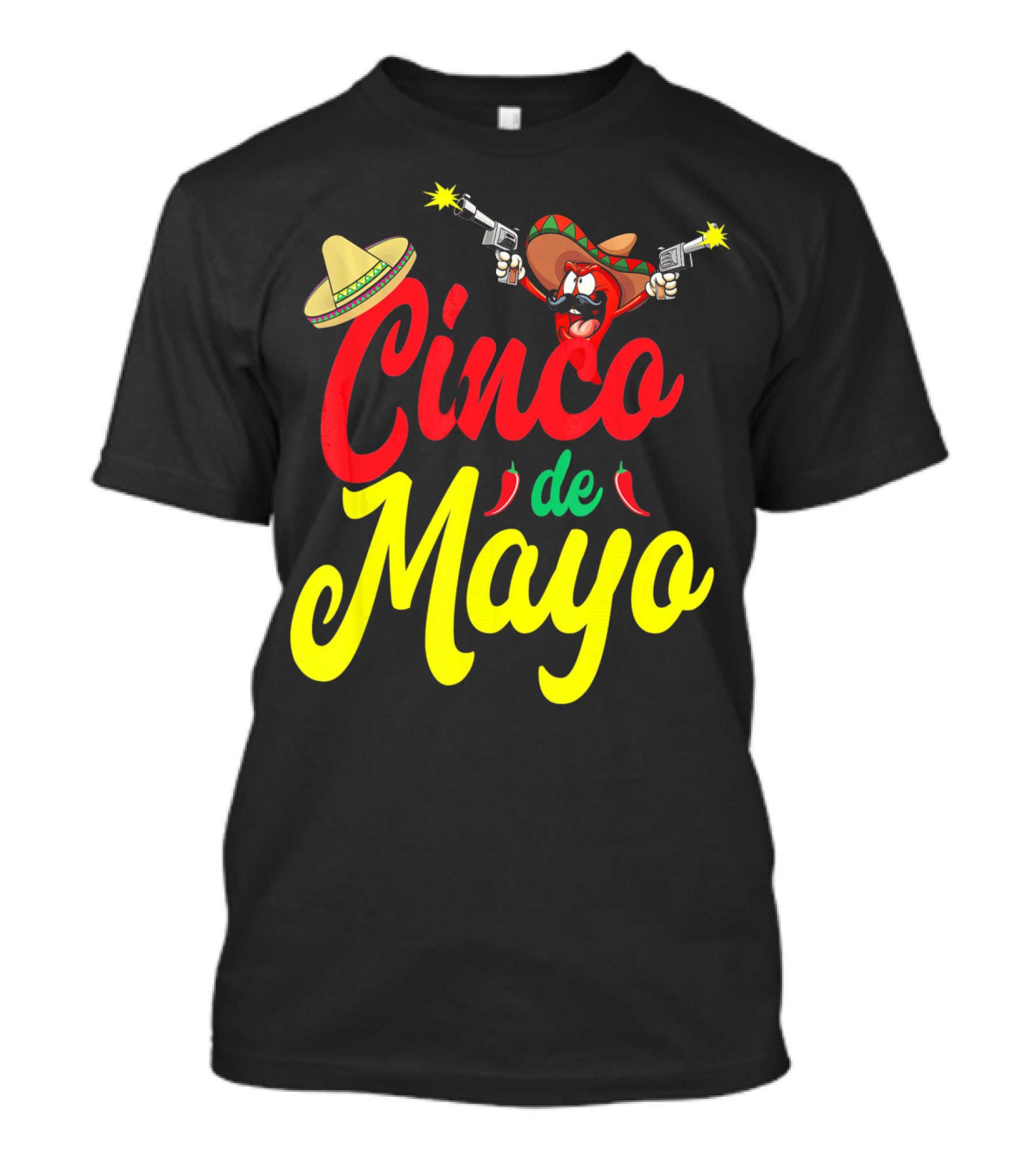 Cinco De Mayo Mexican Party Fiesta Sombrero Chili Pistols T-Shirt