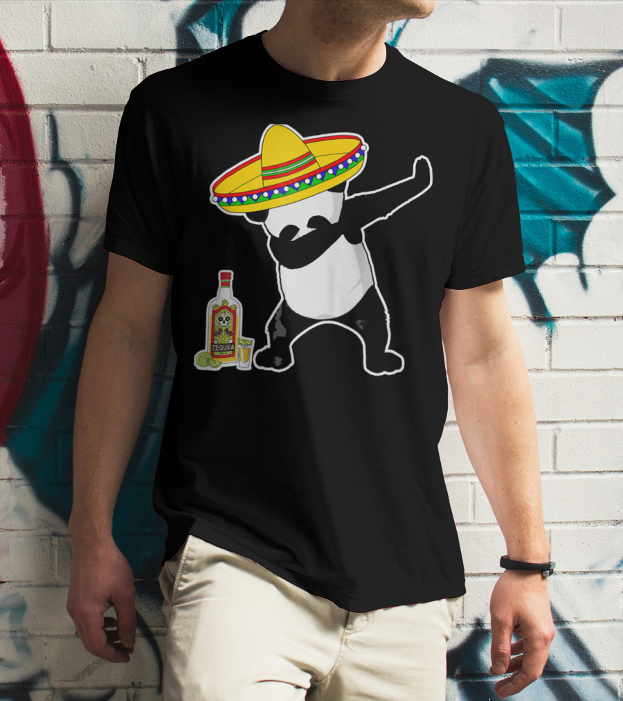 Cinco De Mayo Panda Dabbing With Sombrero And Tequila T-Shirt