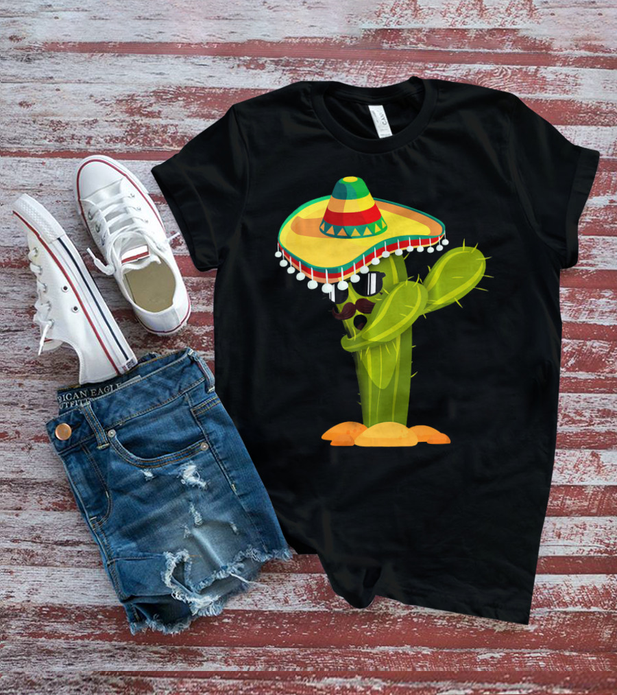 Cinco De Mayo Dabbing Cactus Sombrero Boy T-Shirt
