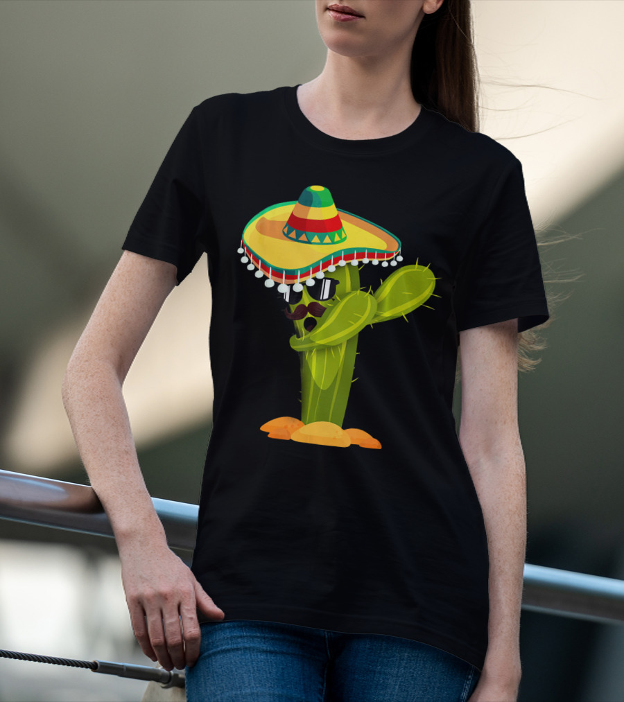 Cinco De Mayo Dabbing Cactus Sombrero Boy T-Shirt