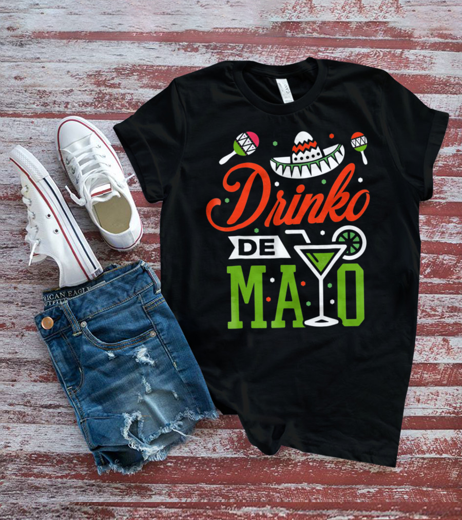 Drinko De Mayo Sombrero Maracas Margarita Icons T-Shirt
