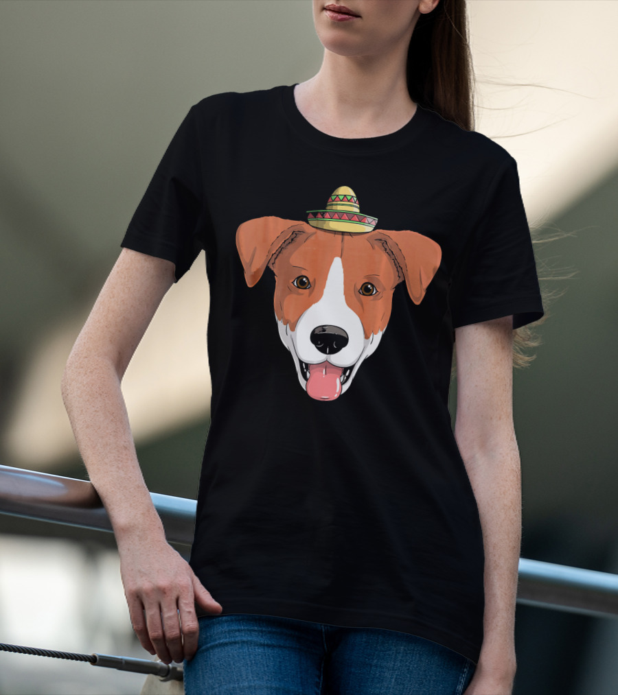 Jack Russell Dog Sombrero Fiesta Cinco De Mayo T-Shirt