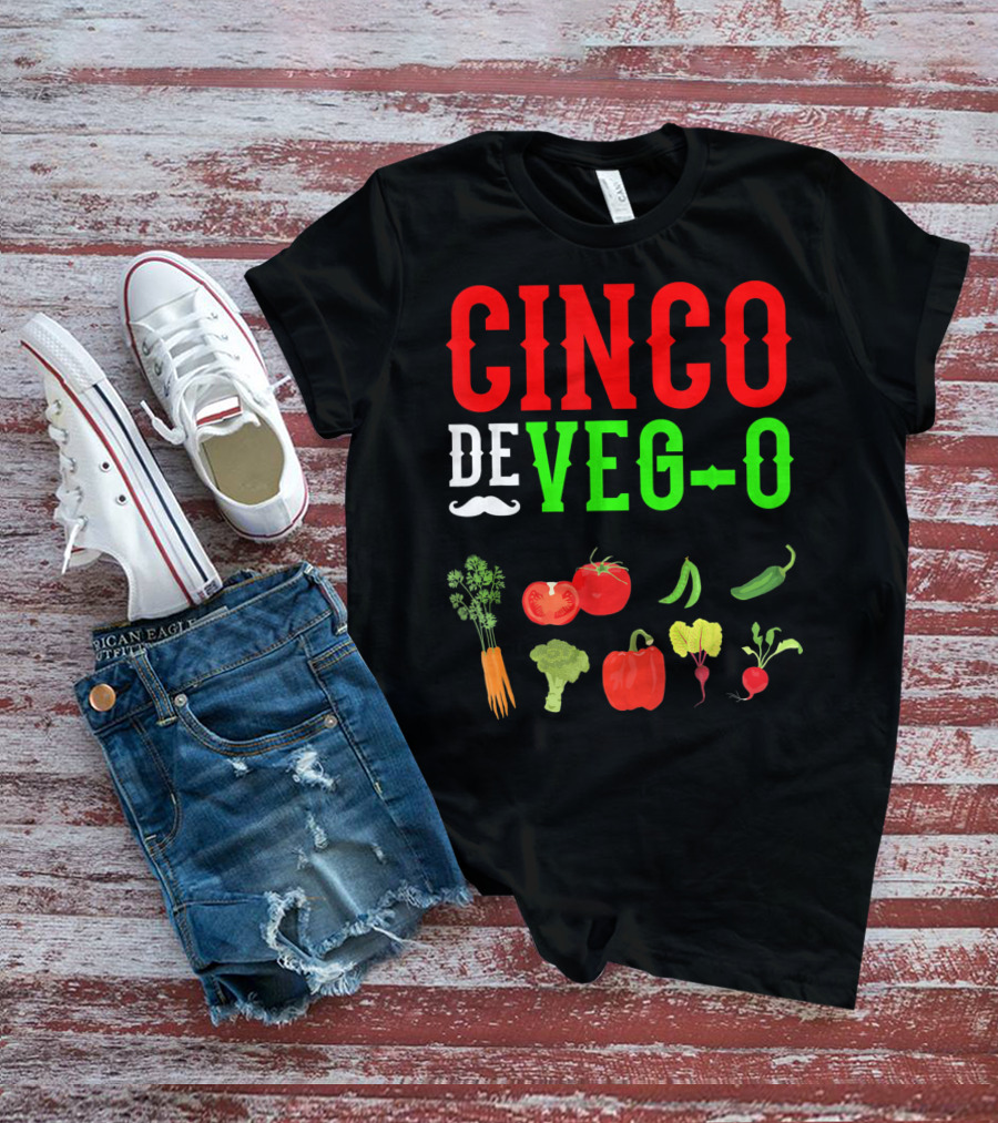 Cinco De Veg-O Vegetarian Vegetables Carrot Broccoli Tomato Pepper Radish T-Shirt